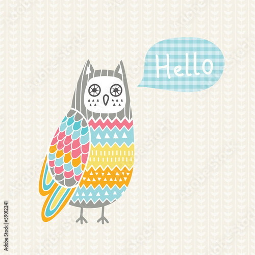 Fototapeta Vector illustration with colorful owl