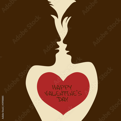  Love card with woman and man silhouettes
