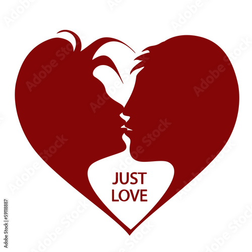  Illustration with kissing man and woman silhouettes