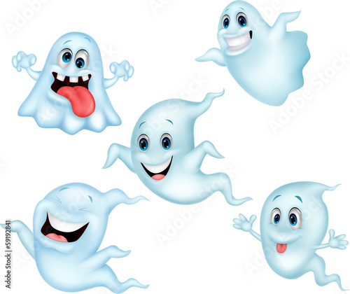 Fototapeta Cute ghost cartoon collection set