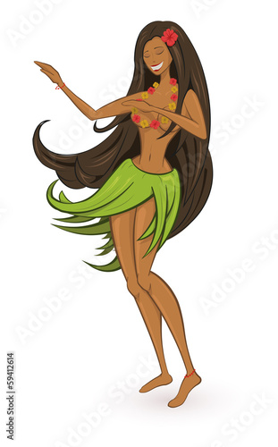 Fototapeta Vector illustration of hula girl