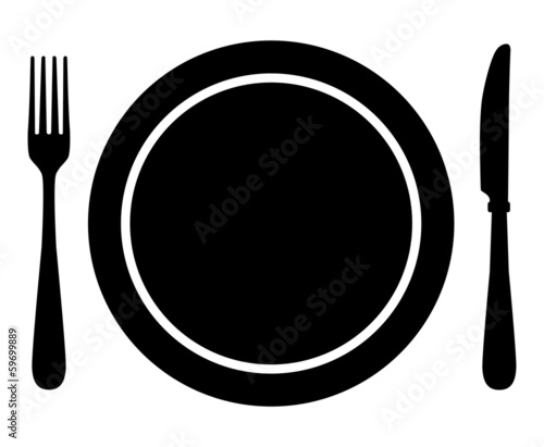  Fork, knife and plate