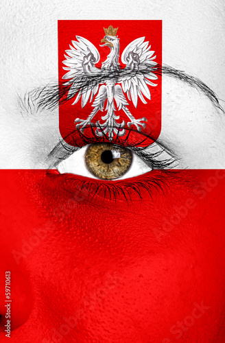 Fototapeta poland flag painted on face