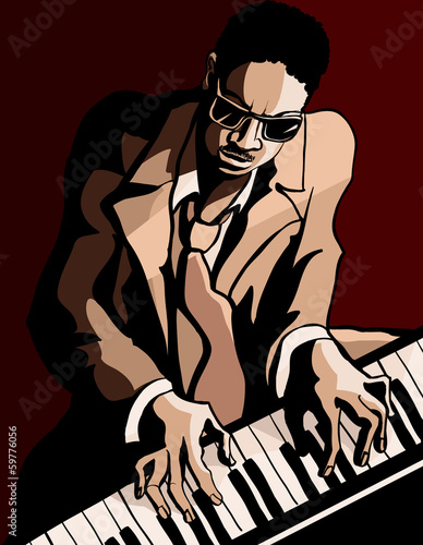 Fototapeta afro american jazz pianist