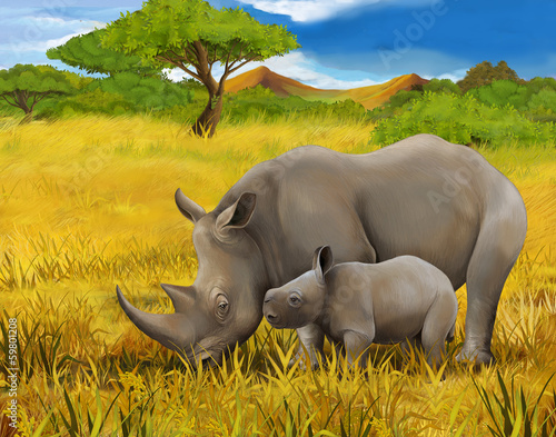 Obraz na płótnie Safari - rhino - illustration for the children