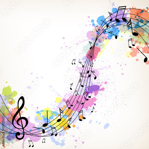 Fototapeta Vector Illustration of an Abstract Music Background with Notes