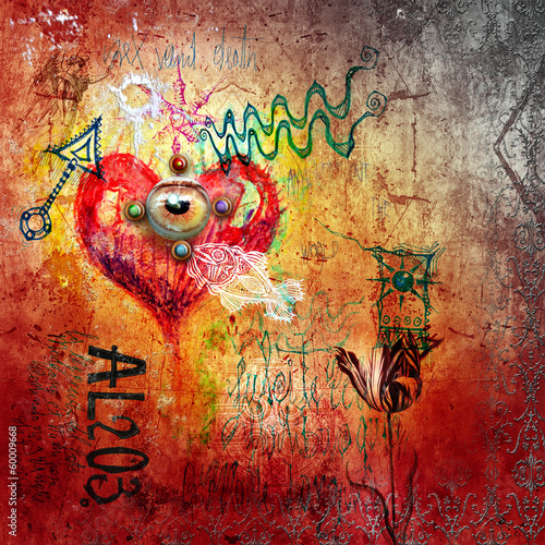 Fototapeta Graffiti with red heart