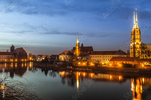 Lacobel Cathedral Island in the evening Wroclaw, Poland