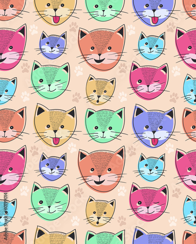 Fototapeta cute cat seamless pattern for children