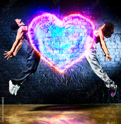  Young couple jumping