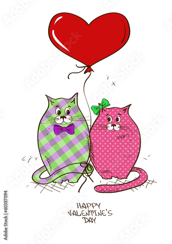 Lacobel Valentine's greeting card with pair of cats