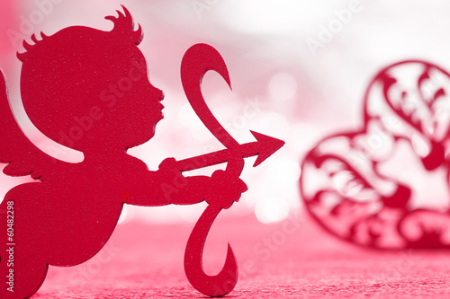 Lacobel cupid on red background