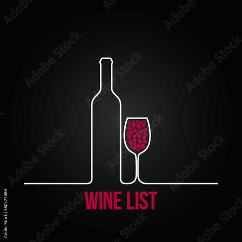 Fototapeta wine bottle glass list design menu background
