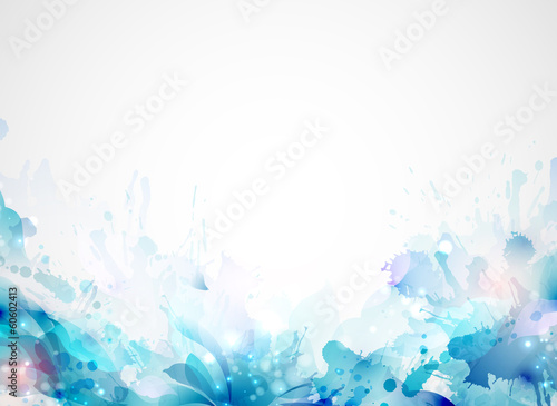 Fototapeta blue abstract background forming by blots and design elements