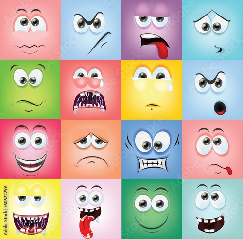  Мультфильм лица с эмоциями
