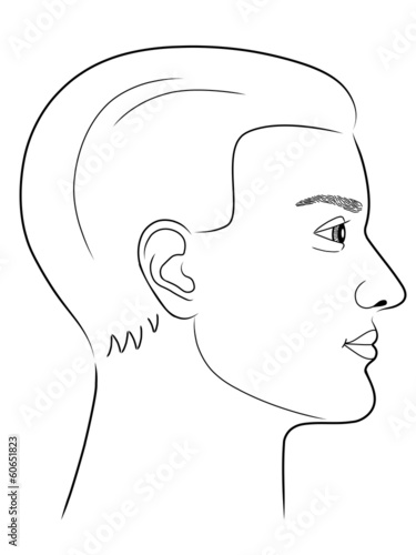 Mensch Von Der Seite Zeichnen Einfach "Schwarz-weiße Zeichnung eines Männerportraits von der Seite