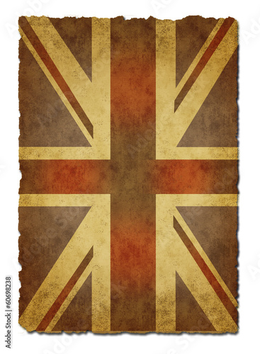  Old paper Union Jack on white background
