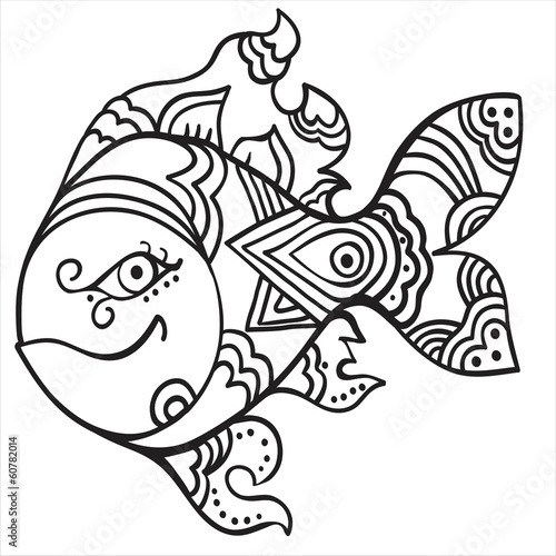 Fototapeta Fish stylized isolated on white