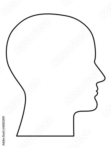 Fototapete Menschlicher, haarloser Kopf seitlich im Profil – Kontur