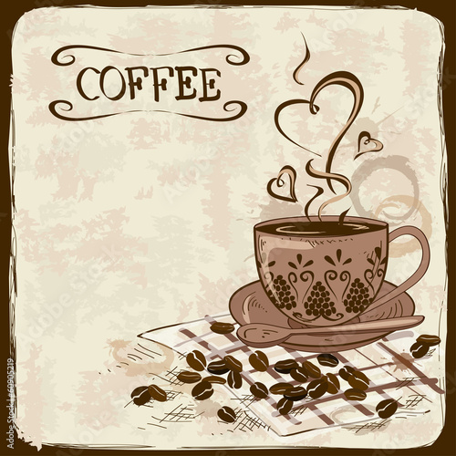 Fototapeta Coffee background with cup