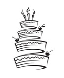 monochrome design of birthday cake