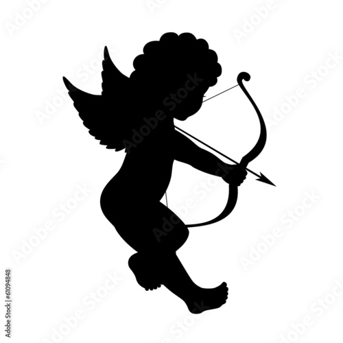 Fototapeta black vector silhouette of a cupid shooting arrow