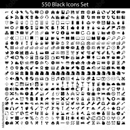 550 Black Icons Set poster