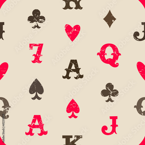  Vintage playing cards seamless pattern