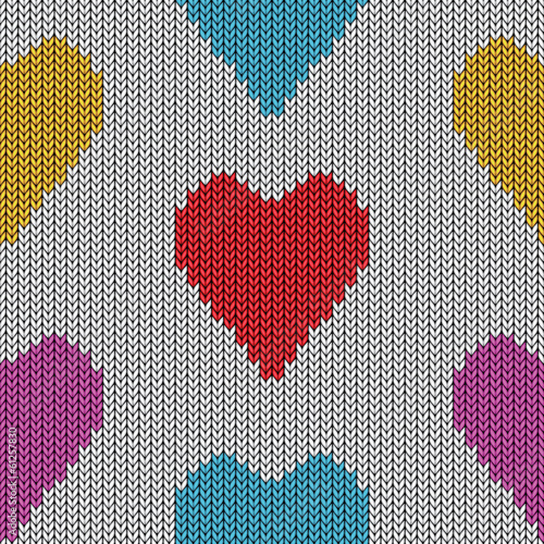  Knitted heart. Valentine day card