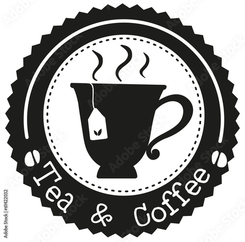  A tea and coffee label with a cup of tea