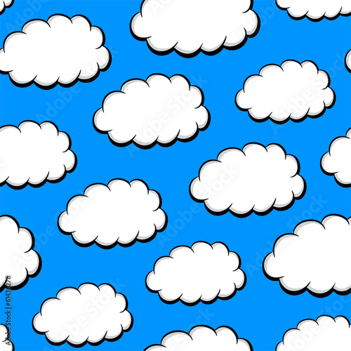  Clouds with blue sky seamless pattern.