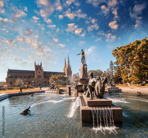  Wide angle view of famous Archibald Fountain in Sydney