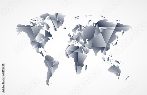  Abstract World map background in polygonal style