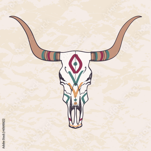 Fototapeta Vector illustration of bull skull