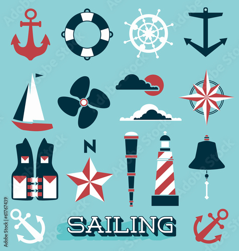 Fototapeta Vector Set: Sailing Icons and Symbols