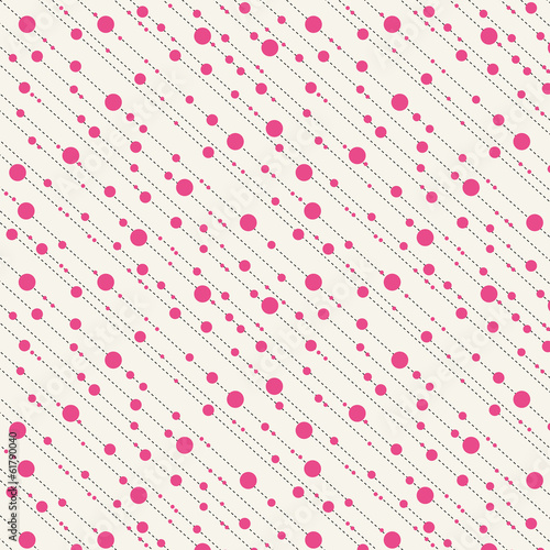  Diagonal dots and dashes seamless pattern in pink
