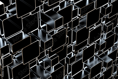  3d abstract silver metal tubes