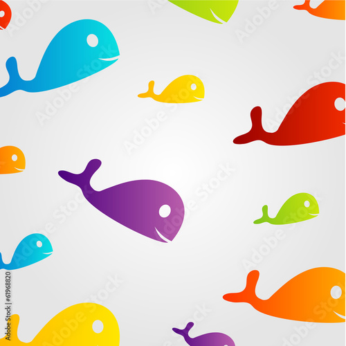 Fototapeta Colorful dolphin background for children
