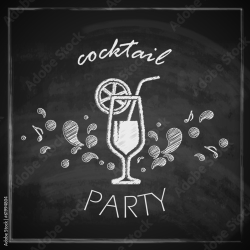 Lacobel vintage illustration with cocktail on blackboard background
