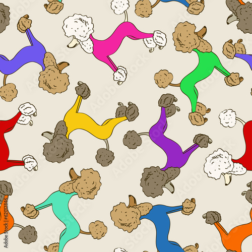  Seamless pattern of poodle dogs