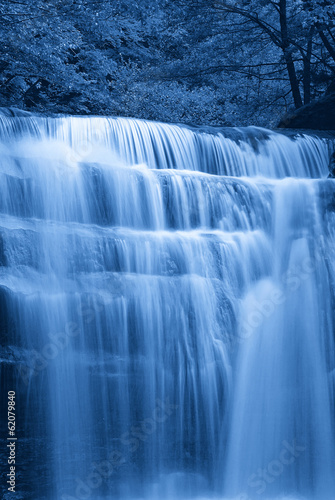  soft water of the waterfall in the night