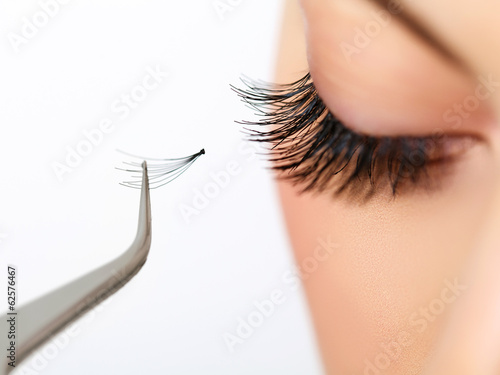 Poster Woman eye with beautiful makeup and long eyelashes. Mascara