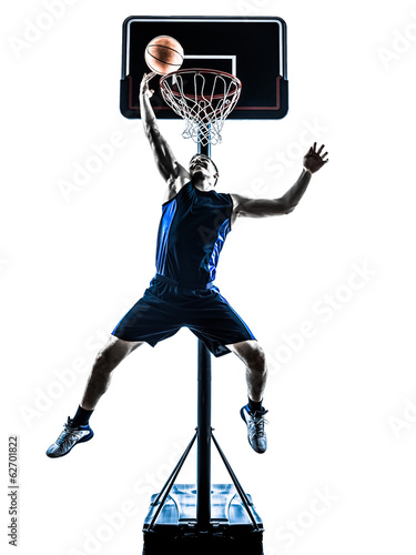 Lacobel caucasian man basketball player jumping throwing silhouette