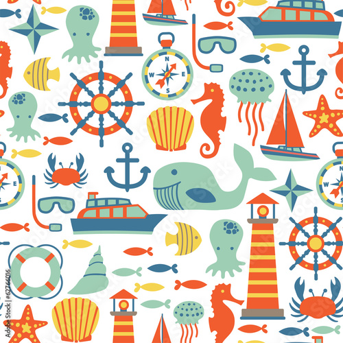 Lacobel seamless pattern with sea icons