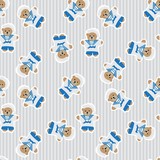 Navy teddy bear  seamless pattern