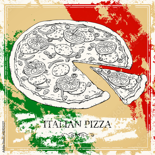 Fototapeta Vector Illustration of an Italian Pizza Poster