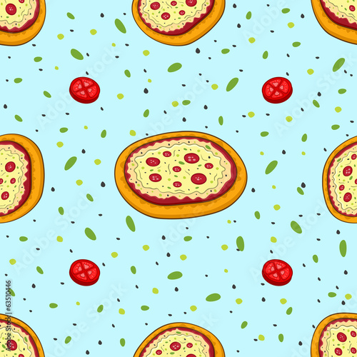 Fototapeta Pizza seamless pattern background