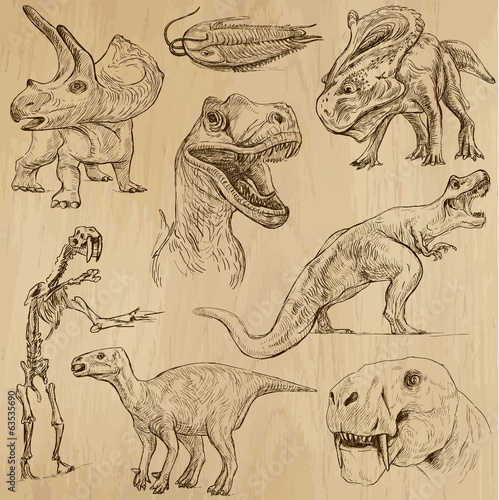 dinozaury-nr-3-ilustracje-rysowane-recznie-wektor-zestaw
