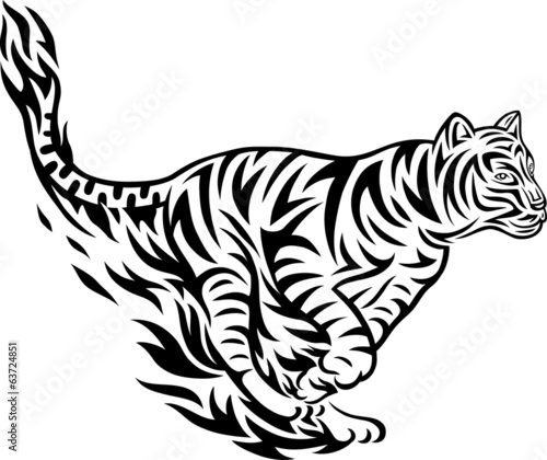 Fototapeta Tiger fire jumping