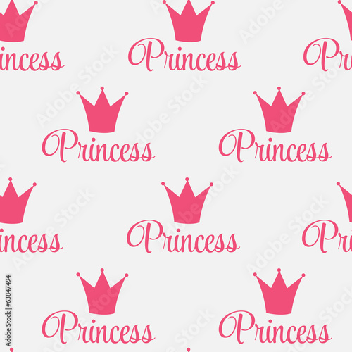  Princess Crown Seamless Pattern Background Vector Illustration.